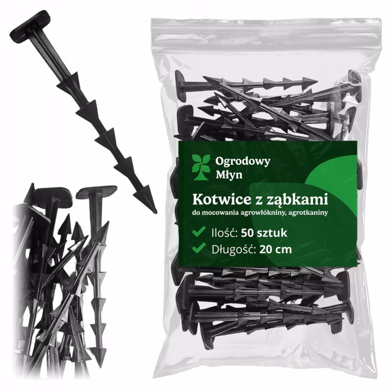 Kołki Ogrodowy Młyn szpilki kotwice do agrowłókniny 20cm agrotkaniny geowłókniny 50szt