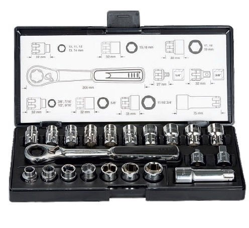 Zestaw nasadek + klucz z adapterem 1/4″, 3/8″ Makita B-65604 21 szt.
