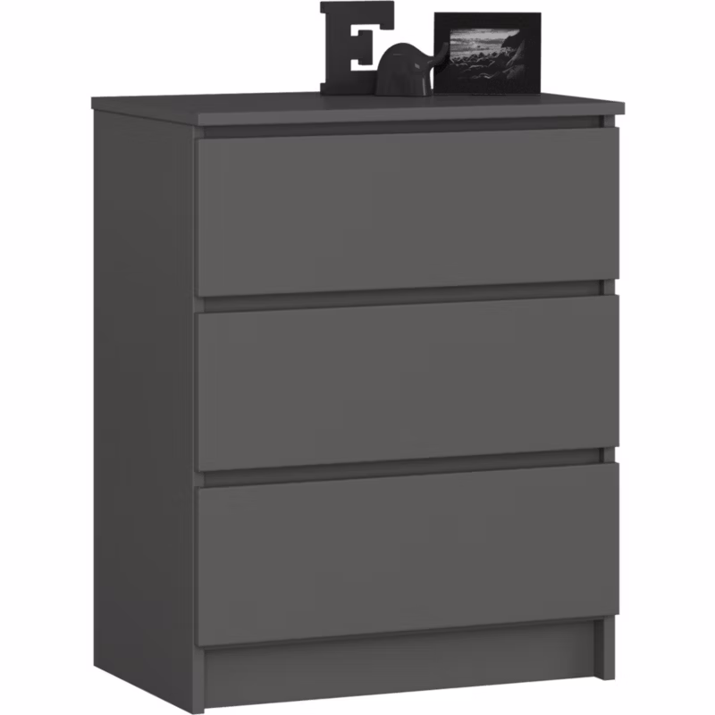 Komoda Akord K60 Grafit Szary 60 cm 3 szuflady kolor Grafit Szary mat 60x40x77 cm 1 szt.