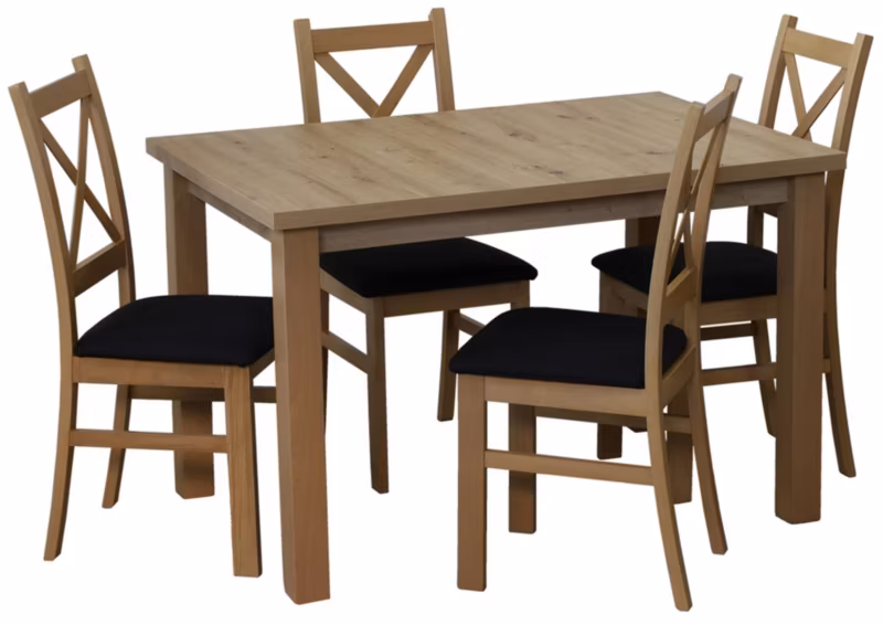 Komplet stół 150/190×80 z 4 krzesłami Bonni M018-4 Dąb Artisan 1 kpl.