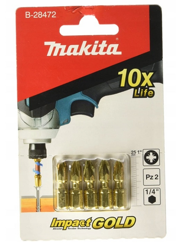 Końcówka udarowa Makita B-28472 – wkrętakowa PZ2 – 25 mm IG (zestaw 5 szt.)
