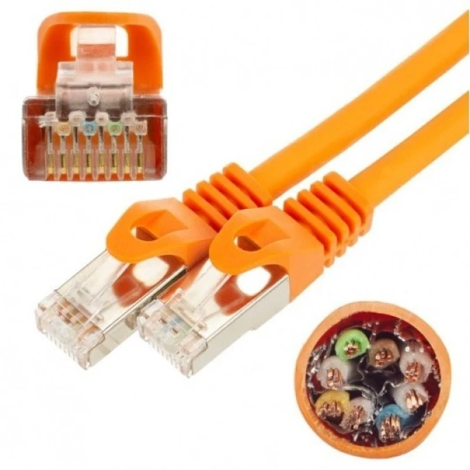 Patchcord S/FTP kat.7 PiMF kabel sieciowy LAN 2x RJ45 linka PoE pomarańczowy 1m NEKU 40.7712