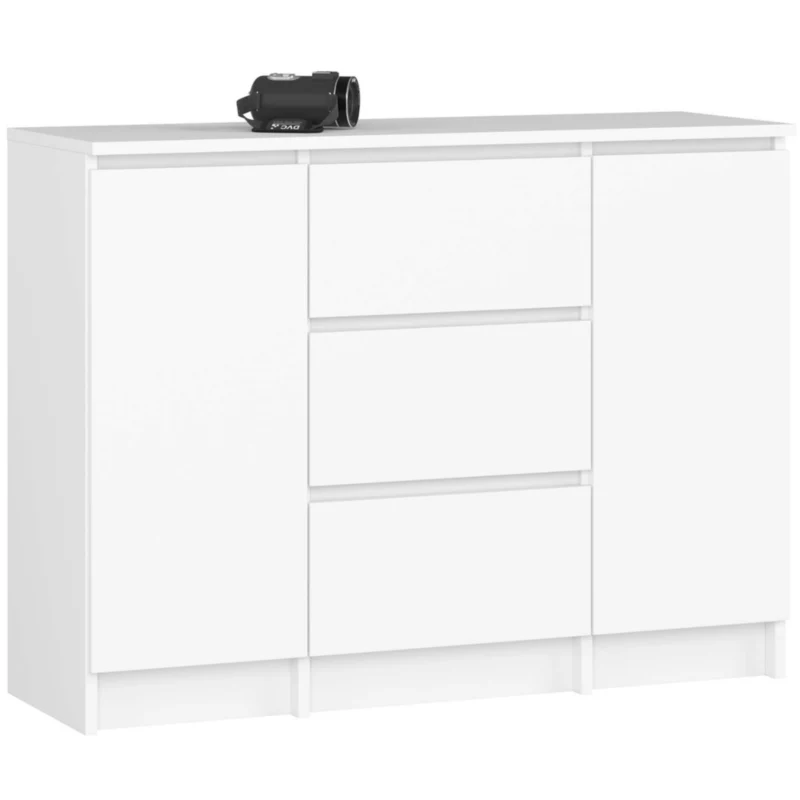Komoda AKORD K100 kolor Biały mat 101 cm 2 drzwi 3 szuflady 4 półki 101x35x76 cm 1 szt.