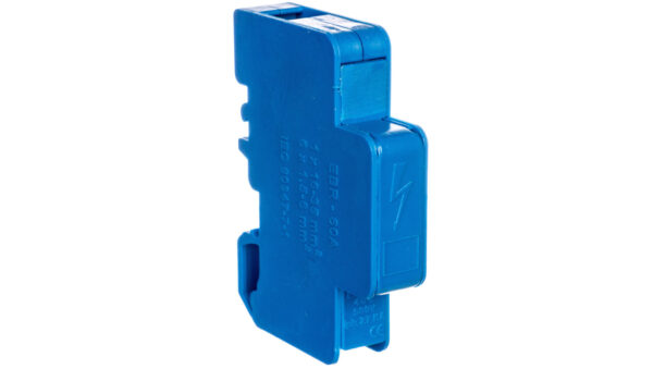 Blok rozdzielczy modułowy 1-biegunowy 60A we: 1×6-35mm2 wy: 6×2,5-6mm2 niebieski LBR60A 84326003