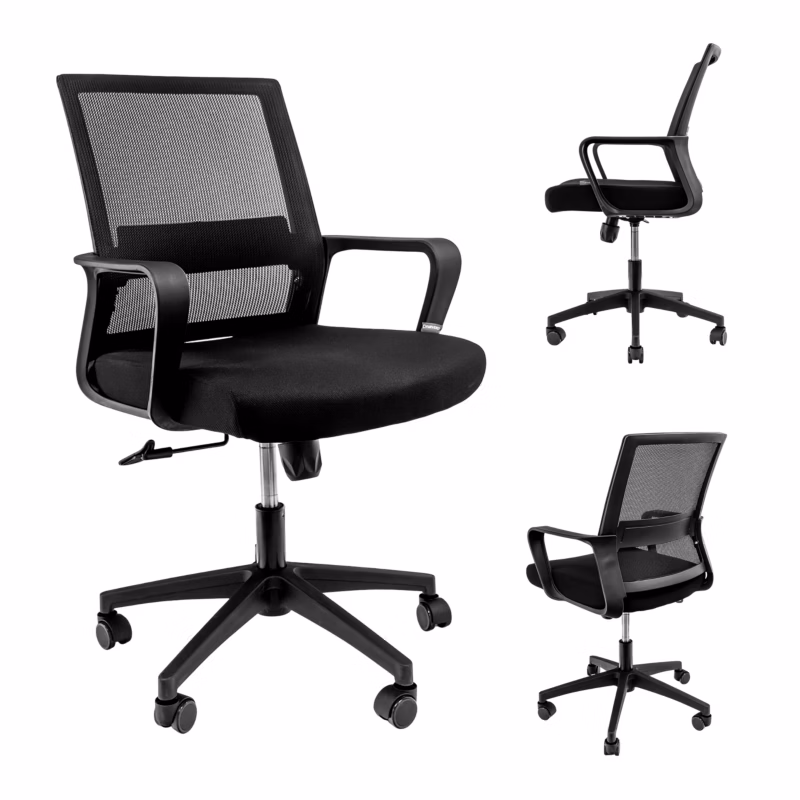 Krzesło Biurowe Obrotowe Furvero Basic Wygodne Ergonomiczne Czarne 1 szt.