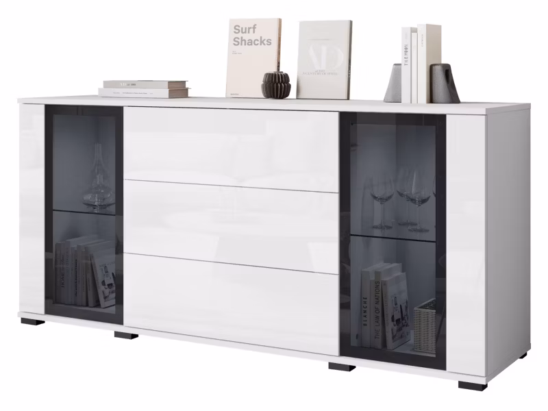 Komoda MIRJAN 24 Caro SB 150 2D3S biały / biały połysk 1 szt.
