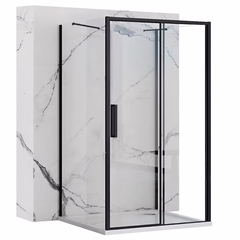 Kabina Prysznicowa Przyścienna Rapid Slide Black 140X80X195Cm 1 Szt