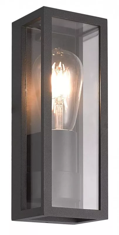 Kinkiet ścienny zewnętrzny SU-MA Porto czarny 1 x E27 x 15W IP65 wym: 26,5 x 9,5 x 9 cm – 1 szt.