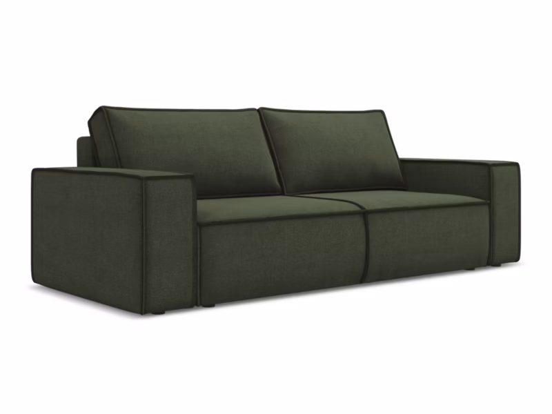 Kanapa 3-osobowa z funkcją spania LaMiaSofa LIVORNO z tkaniny strukturalnej 255×105 cm oliwkowy 1 szt.