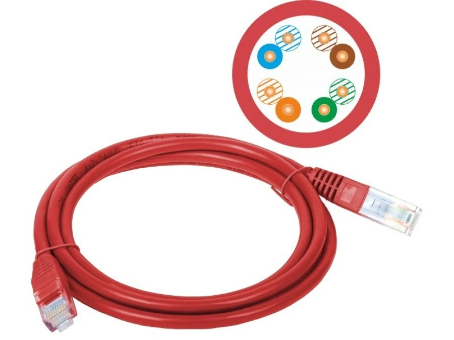 Patch‑cord U/UTP kat.5e PVC 5.0m czerwony KKU5CZE5