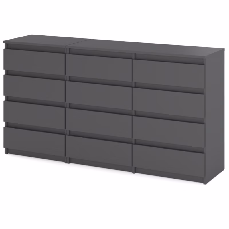 Komoda Hurtownia-Mebli Szuflady 12 Zestaw komód Hugo 84 180cm Szary Mat Szary Mat 180×33.5×92.5 cm 1szt.
