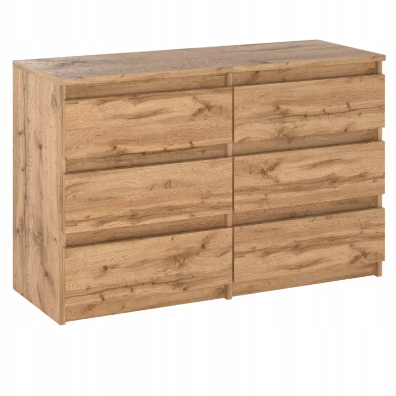 Komoda Z 6 Szufladami Stiv-Meble Dąb Wotan Szafka Loft 100X33,5X71,5 Cm 1Szt.