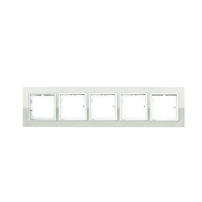 Premium Ramka szeroka pięciokrotna biała plus chrom Ra‑5 PR/M BI/CH