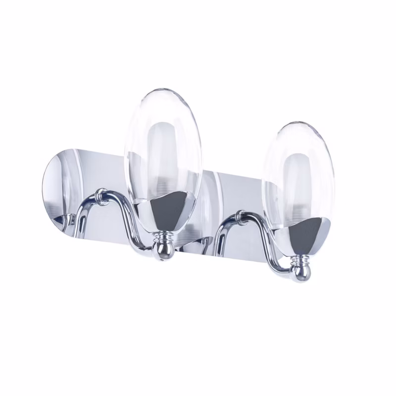 Kinkiet ścienny Italux Clement chromowany przezroczysty-biały do łazienki 2 x G9 x 28W IP44 wym: 13 x 27 x 13 cm – 1 szt.