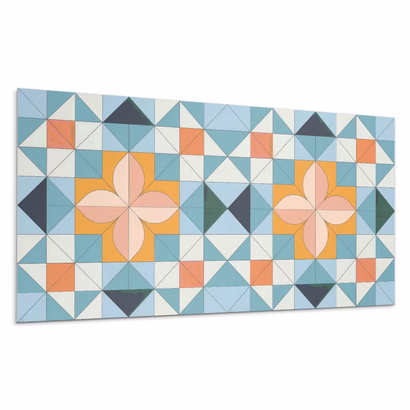 Kafelki samoprzylepne Wallfluent 60×30 cm Geometriczny design z akcentem kwiatu 6 szt.