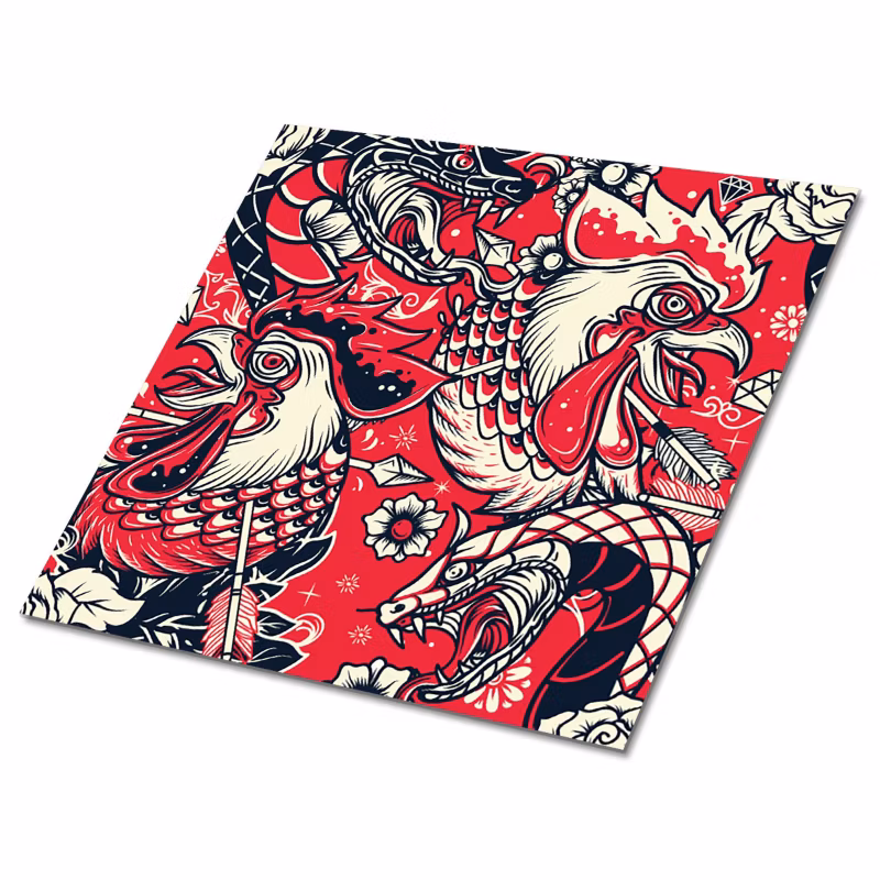 Kafelki samoprzylepne Tulup 30×30 cm Wąż i kogut 9 szt.