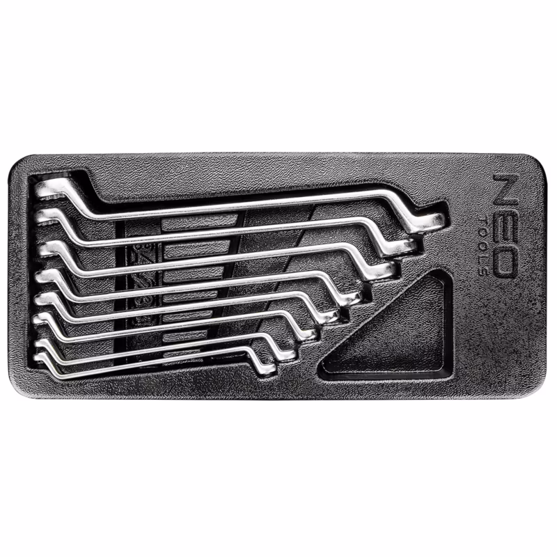 Klucze oczkowe NEO TOOLS odgięte 6-22 mm, zestaw 8 szt., wkładka 1 kpl