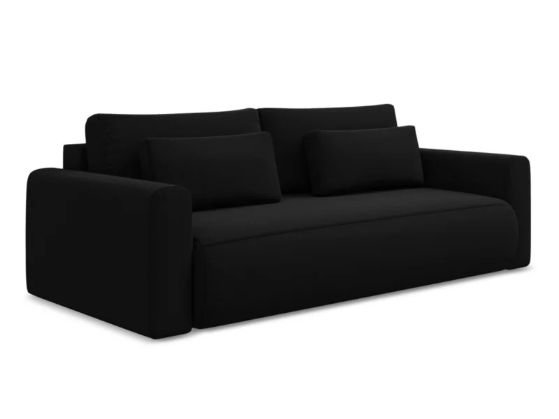 Kanapa 3-osobowa z funkcją spania LaMiaSofa PERUGIA z tkaniny welwetowej 238×105 cm czarny 1 szt.