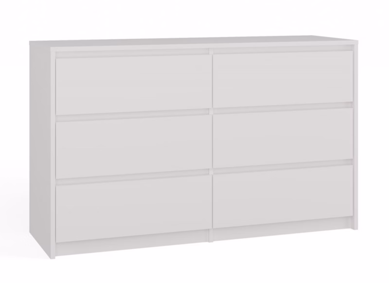 Komoda Topeshop Szafka Karo 6 Szuflad K120 Biała 40x120x73,5 cm 1 szt.