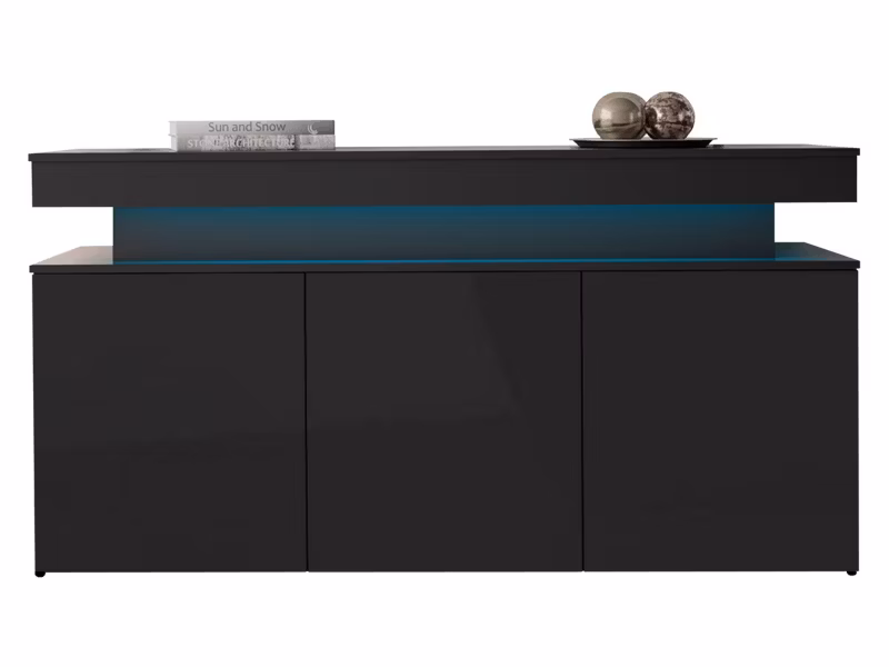 Komoda MIRJAN 24 Glossa 3D 160 z oświetleniem LED czarny połysk 1 szt.