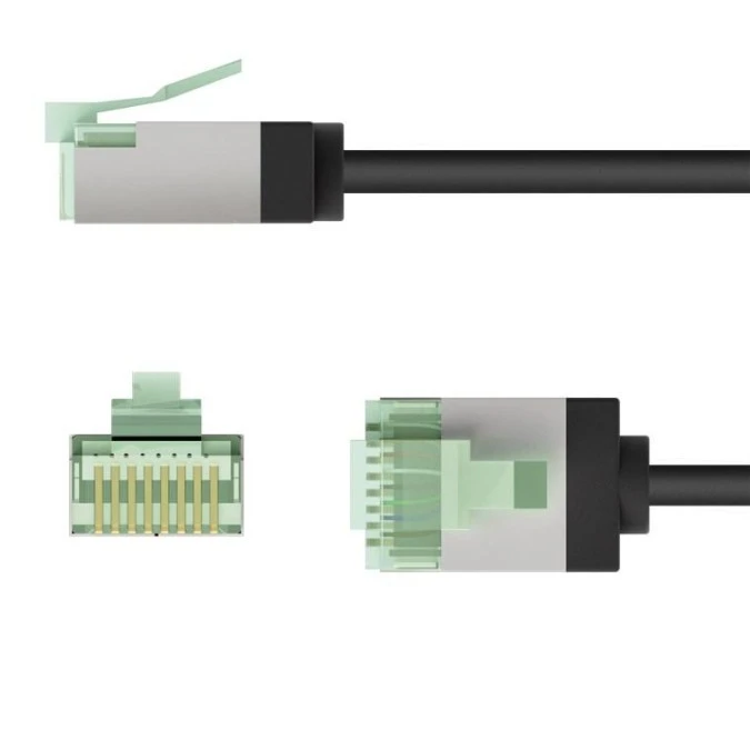 Patchcord kat.8.1‑0025 U/FTP SLIM LSZH‑TPE czarny /0,25m/ 74351