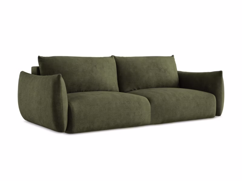 Kanapa 3-osobowa z funkcją spania LaMiaSofa SAVONA z tkaniny szenilowej 230×105 cm oliwkowy 1 szt.