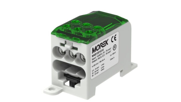 Blok dystrybucyjny – rozdzielczy OJL200A zielony wej: 1xAl/Cu10-70mm wyj: 6xCu 2,5-16mm2 MAB1201G10