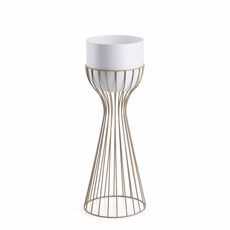 Kwietnik stojący HowHomely taupe z białą osłonką metalowy 56 cm 1 szt.
