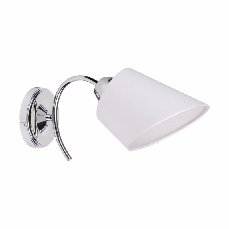 Kinkiet SPOT Light 1xE27 Max.40W Klasyczne Połączenie Chromu z Białym Abażurem, Polski Producent, 1 szt.