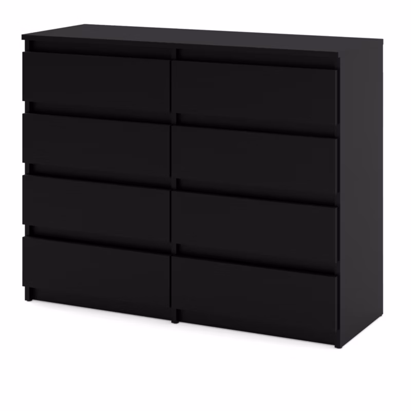 Komoda Hurtownia-Mebli Szuflady 8 Hugo Duża 120cm Czarny Mat Czarny Mat 120×33.5×92.5 cm 1szt.