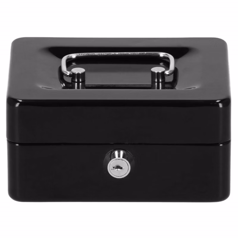 Kasetka na pieniądze Springos 15x12x8 cm metalowy sejf pudełko czarne 1 szt.