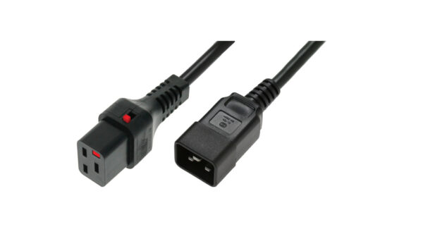 Kabel zasilający serwerowy 3×1,5 IEC C20 prosty/IEC C19 prosty M/Ż czarny IEC-PC1284 /1m/