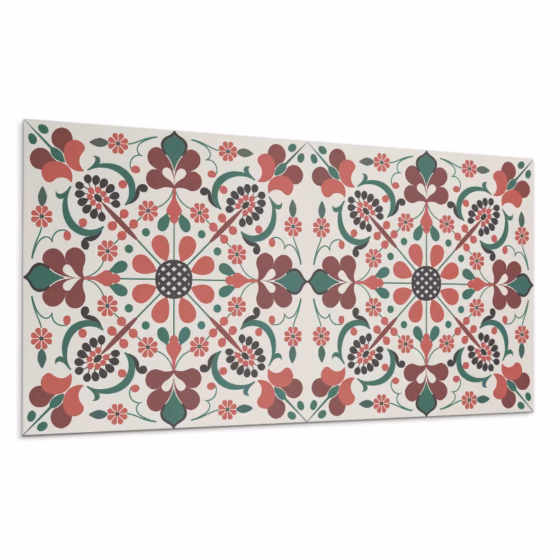 Kafelki samoprzylepne Wallfluent 40×20 cm Symetryczny motyw kwiatów w delikatnym wzorze 10 szt.