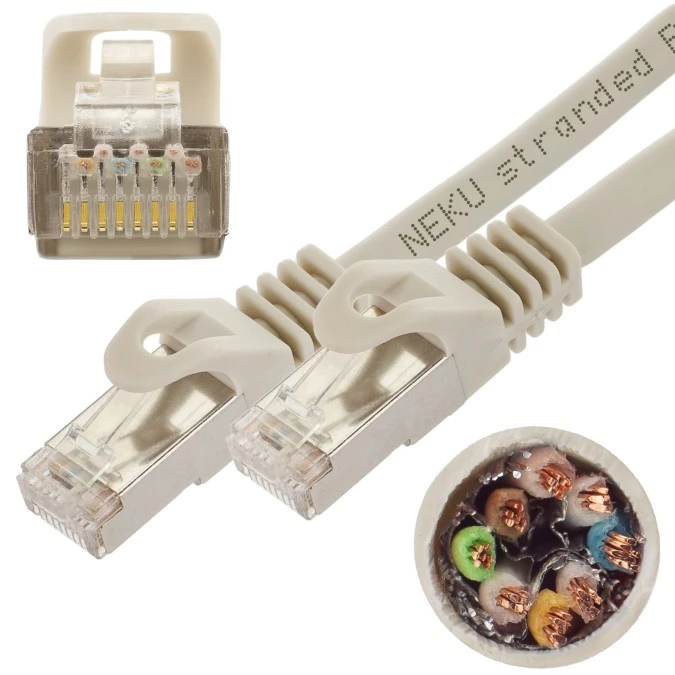 Patchcord S/FTP kat.7 PiMF kabel sieciowy LAN 2x RJ45 linka PoE szary 2m NEKU