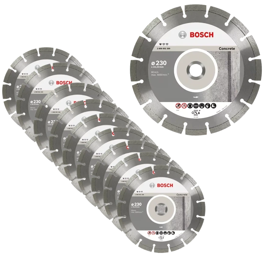 Zestaw 10 szt. tarcz diamentowych do betonu Bosch 2608603243