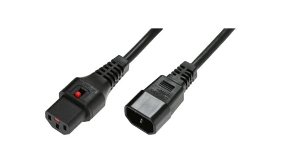 Kabel przedłużający zasilający 3×1 IEC C14/IEC C13 prosty M/Ż czarny IEC-PC1021 /2m/