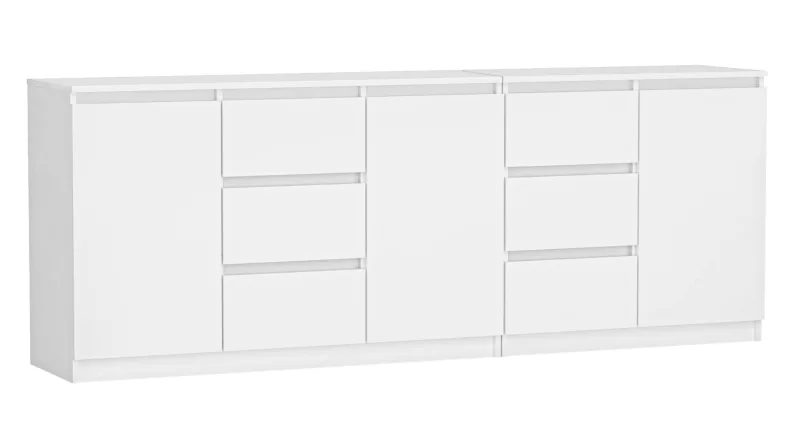 Komoda Topeshop Zestaw Costa 6 Szuflad 3 Drzwi Szafka Biel 40x200x75 cm 1 szt.