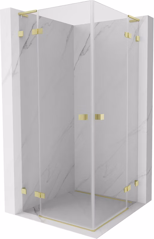 Kabina prysznicowa Mexen Lunar L Duo uchylna 90 x 90 cm transparent złota szczotkowana 1 szt.