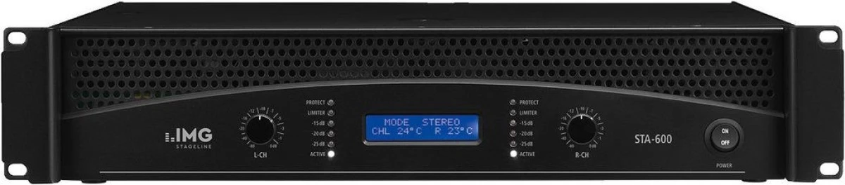 Profesjonalny wzmacniacz stereo z wbudowaną zwrotnicą i limiterem 600WRMS STA‑600
