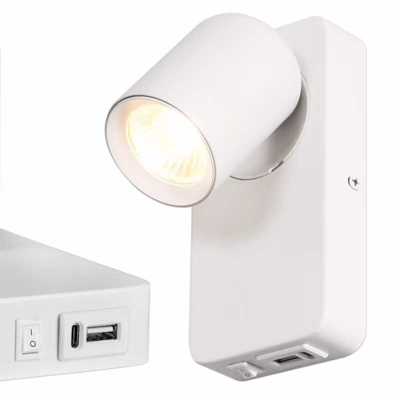 Kinkiet do czytania MasterLED Timo GU10 lampka z portami USB A+C biały mat 1 szt.