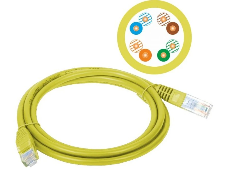 Patch‑cord U/UTP kat.5e PVC 3.0m żółty KKU5ZOL3
