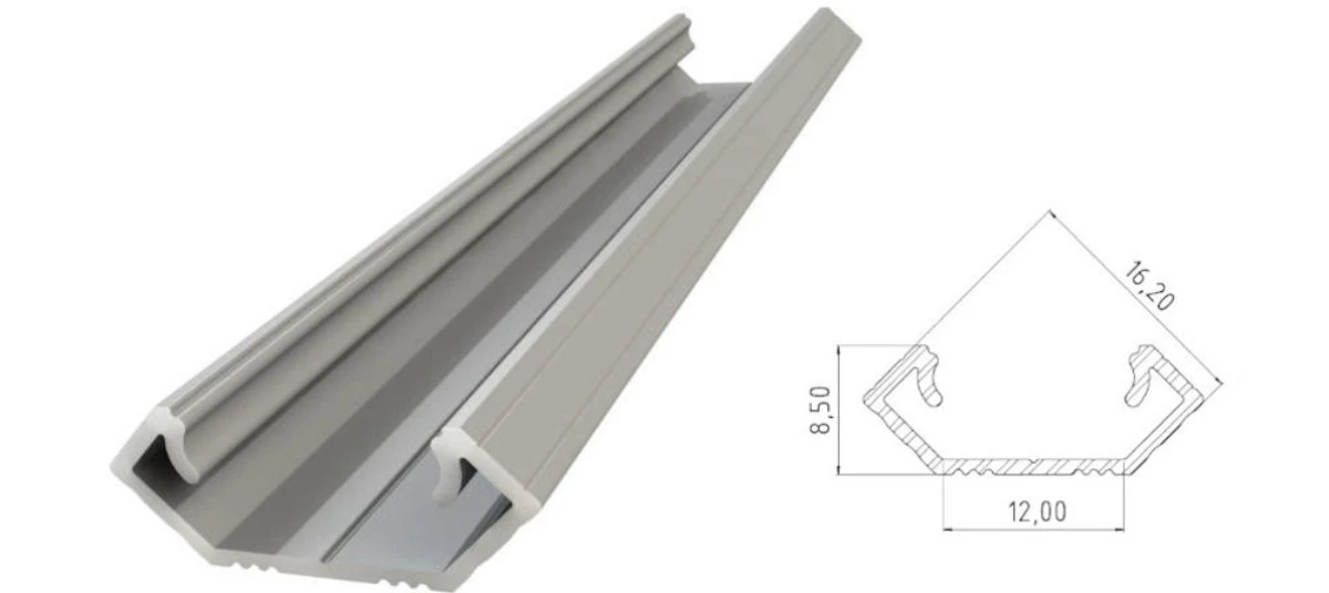 Narożny profil LED anoda srebrny 3030mm AL12‑GLC1‑AS‑3000 GLALU