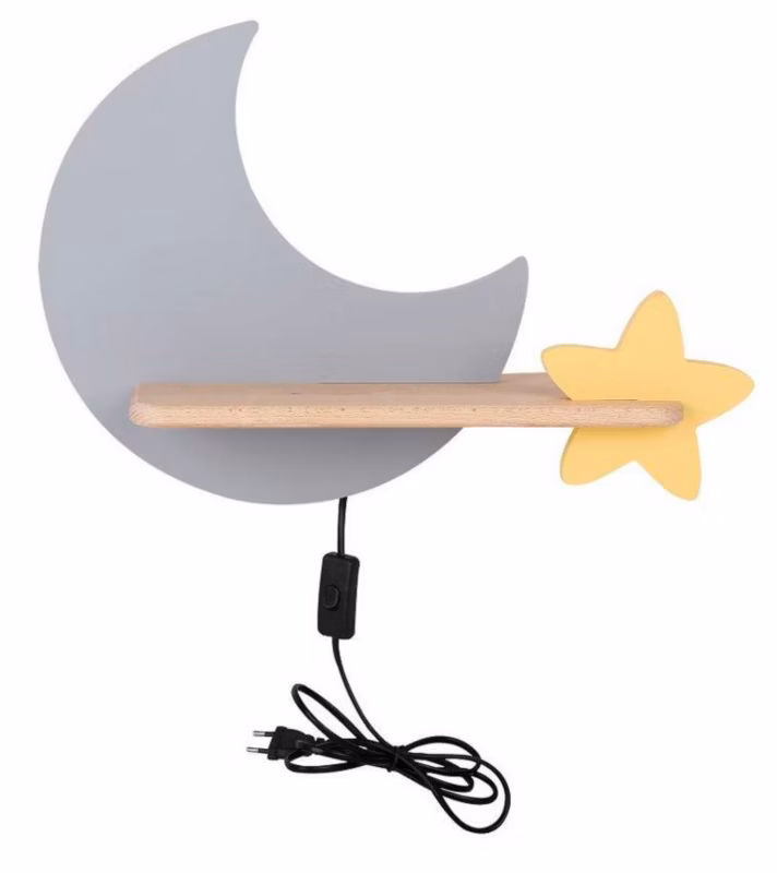 Kinkiet Candellux Moon jasne drewno z szarym LED 5W 4000K 250lm IP20 wym: 27,5 x 39,5 x 12 cm – 1 szt.