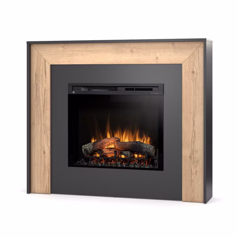 Kominek elektryczny Warmtec Zuni 28″ XHD 1400W funkcja grzania LED czarny z drewnem 1 szt.