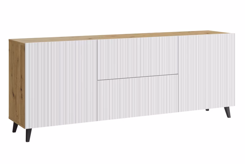 Komoda RTV MINIO go for it LOKET 180cm, dąb artisan/biały MDF wzór M11, 1 szt.