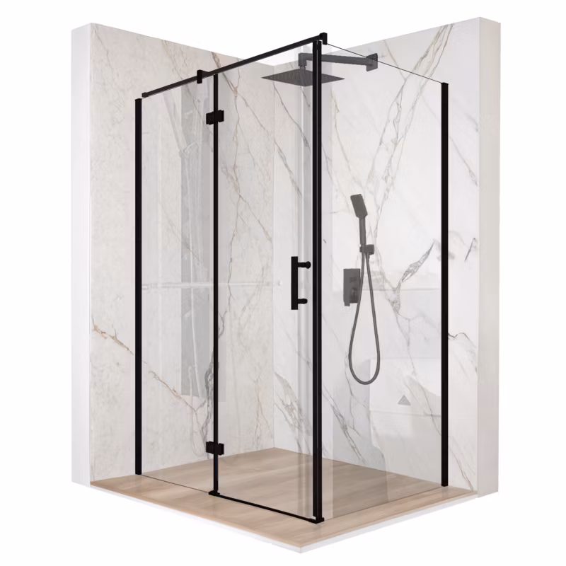 Kabina prysznicowa TECHGLOBE 100x90cm drzwi uchylne czarna szkło ESG 6mm + powłoka 1 szt.