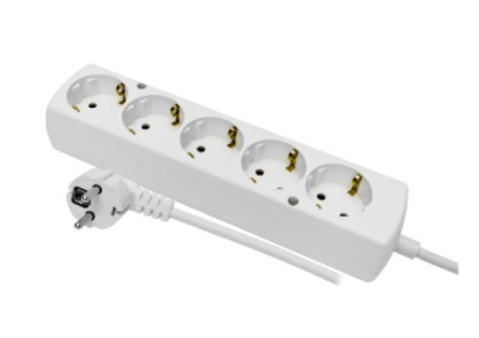 Przedłużacz 5‑gniazd z/u Schuko 16A 5m /H05VV‑F 3×1,5/ biały PS‑570S T‑973960