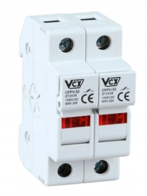 Podstawa bezpiecznikowa rozłącznik z kontrolką 2P DC 1000V 32A 10x38mm
