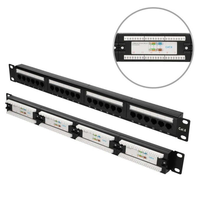 Patchpanel 24 porty Extralink CAT6 UTP V2