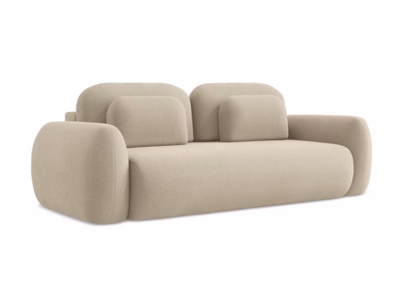 Kanapa 3-osobowa z funkcją spania LaMiaSofa FERRETTI z tkaniny bouclé 266×121 cm ciemny beż 1 szt.